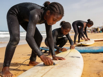 Une académie de surf soutient la scolarisation des jeunes filles à Ngor Afrique-Asie